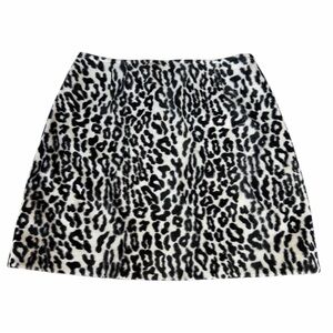 European Bratzcore Black and Cream Cheetah Print Fleece Fuzzy Mini Skirt